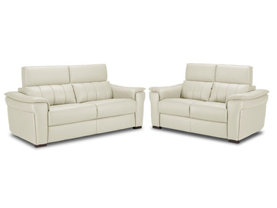 Orlando-Ray Leather Sofa and Loveseat Set - White
