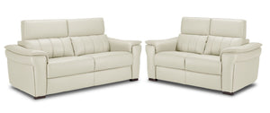 Orlando-Ray Leather Sofa and Loveseat Set - White