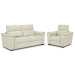 Orlando-Ray Leather Sofa and Chair Set - White