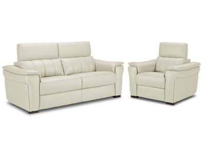 Orlando-Ray Leather Sofa and Chair Set - White