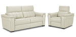 Orlando-Ray Leather Sofa and Chair Set - White