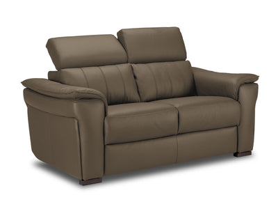 Orlando-Ray Leather Loveseat - Taupe