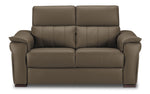 Orlando-Ray Leather Loveseat - Taupe
