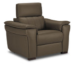 Orlando-Ray Leather Sofa and Chair Set - Taupe