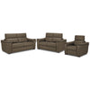 Orlando-Ray Leather Sofa, Loveseat and Chair Set - Taupe