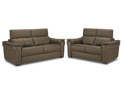 Orlando-Ray Leather Sofa and Loveseat Set - Taupe