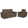 Orlando-Ray Leather Sofa and Chair Set - Taupe