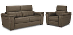 Orlando-Ray Leather Sofa and Chair Set - Taupe