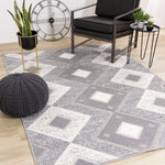 Diamond Mist 5'3" x 7'7" Diamond Pattern Area Rug - Grey, White