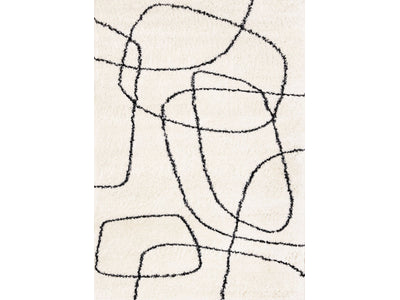 Pace 5'3" x 7'7" Outlinded Shapes Area Rug - Cream, Black