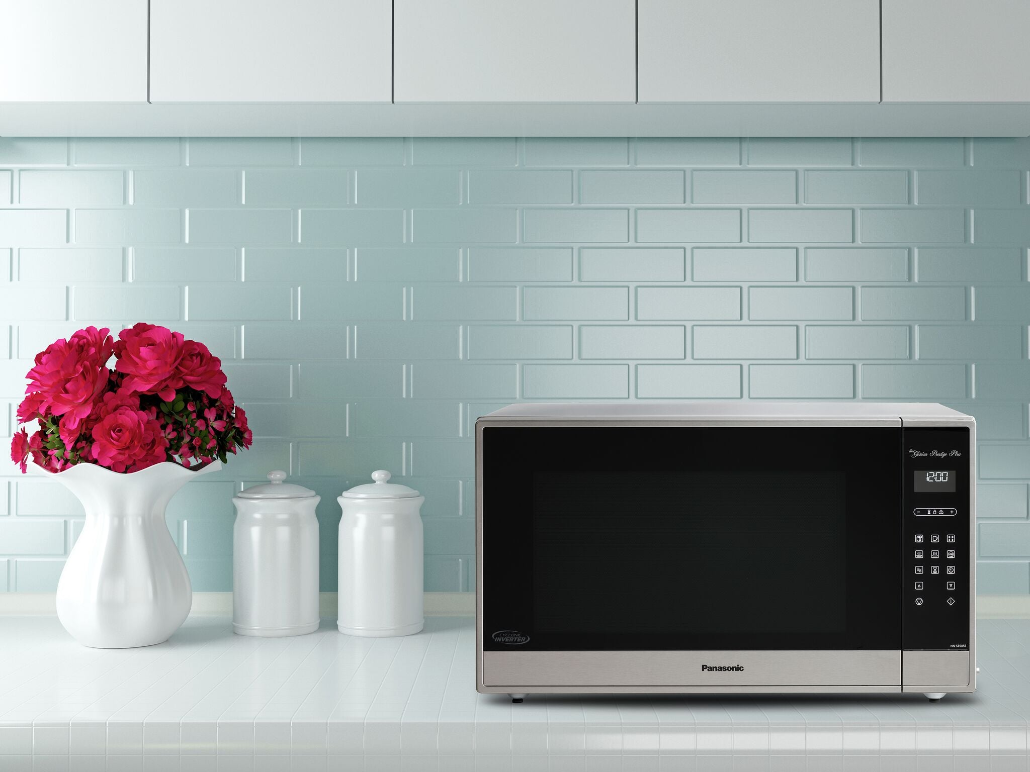 Panasonic Fingerprint Stainless Steel Countertop Microwave with