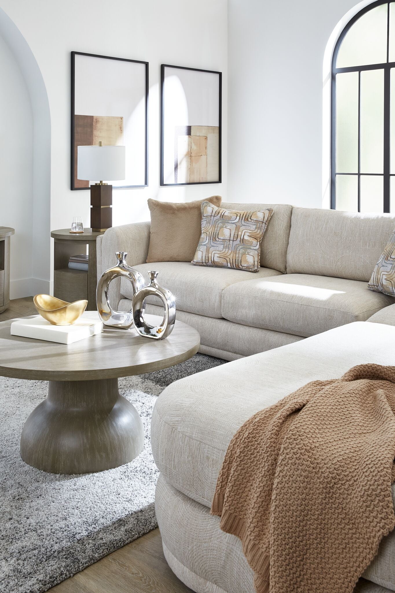 Fresh Perspective Knit Ivory Throw -Light Brown