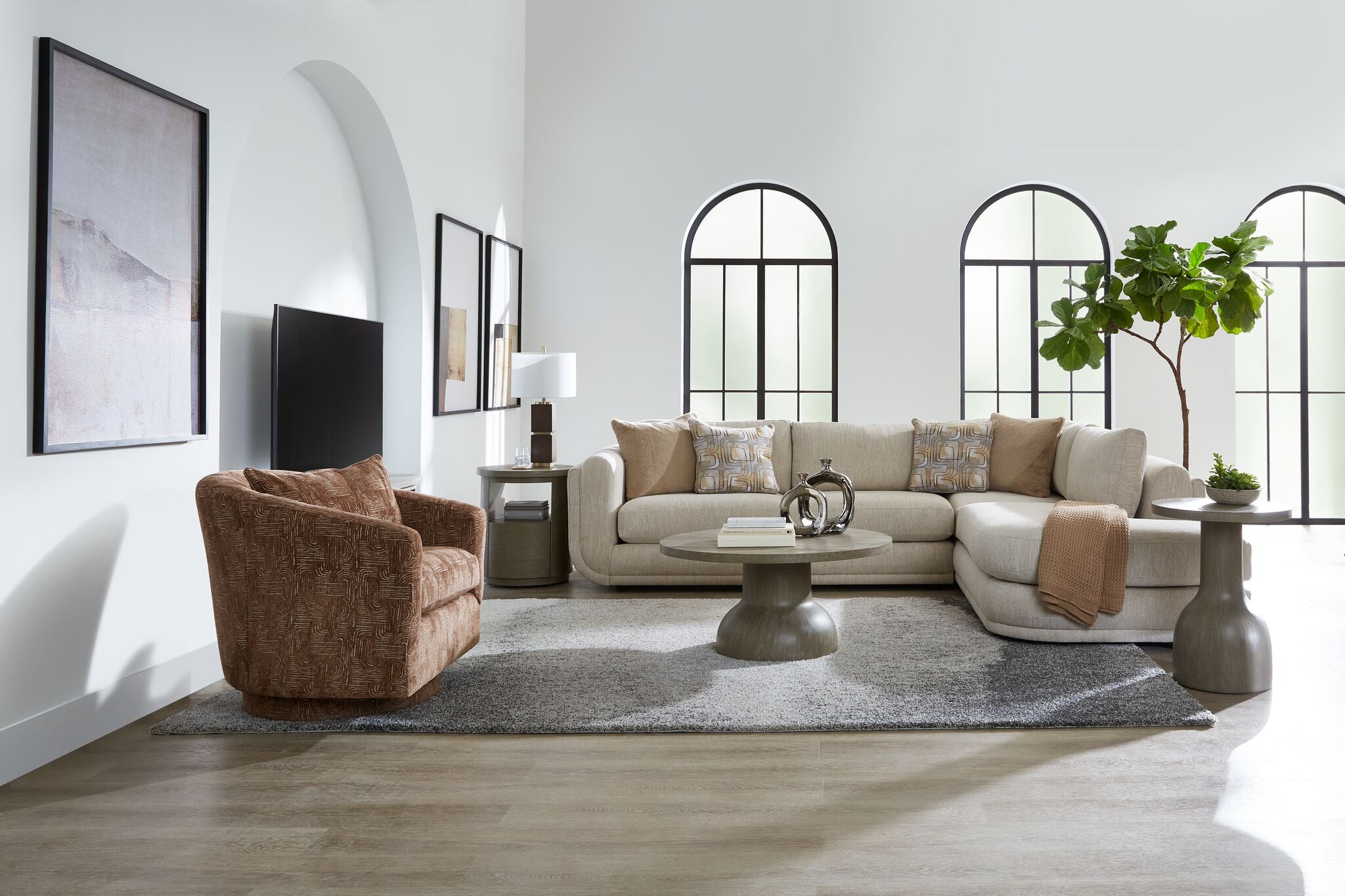 Fresh Perspective - Perspective 2-Piece Sectional with Right-Facing Chaise - Beige