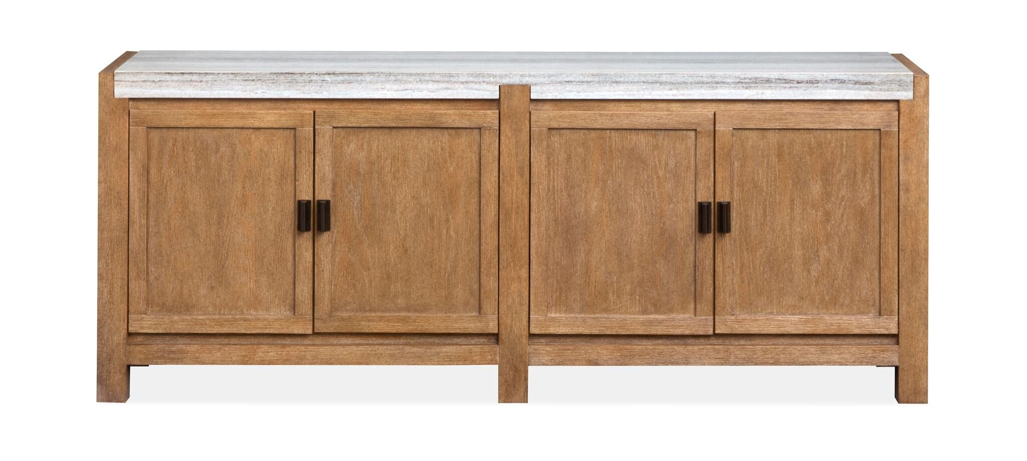 Plum Creek 70-inch Sierra Brown TV stand with marble top, centre media shelves and cabinet storage