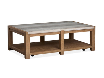 Plum Creek 52" Marble Top Coffee Table - Sierra Brown