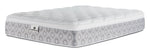 Kingsdown Quinlan Plush Euro Top twin mattress with a white tufted top and grey patterned sides