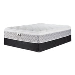 Kingsdown Quinlan Plush Euro Top twin XL mattress and black boxspring set, shown at an angle