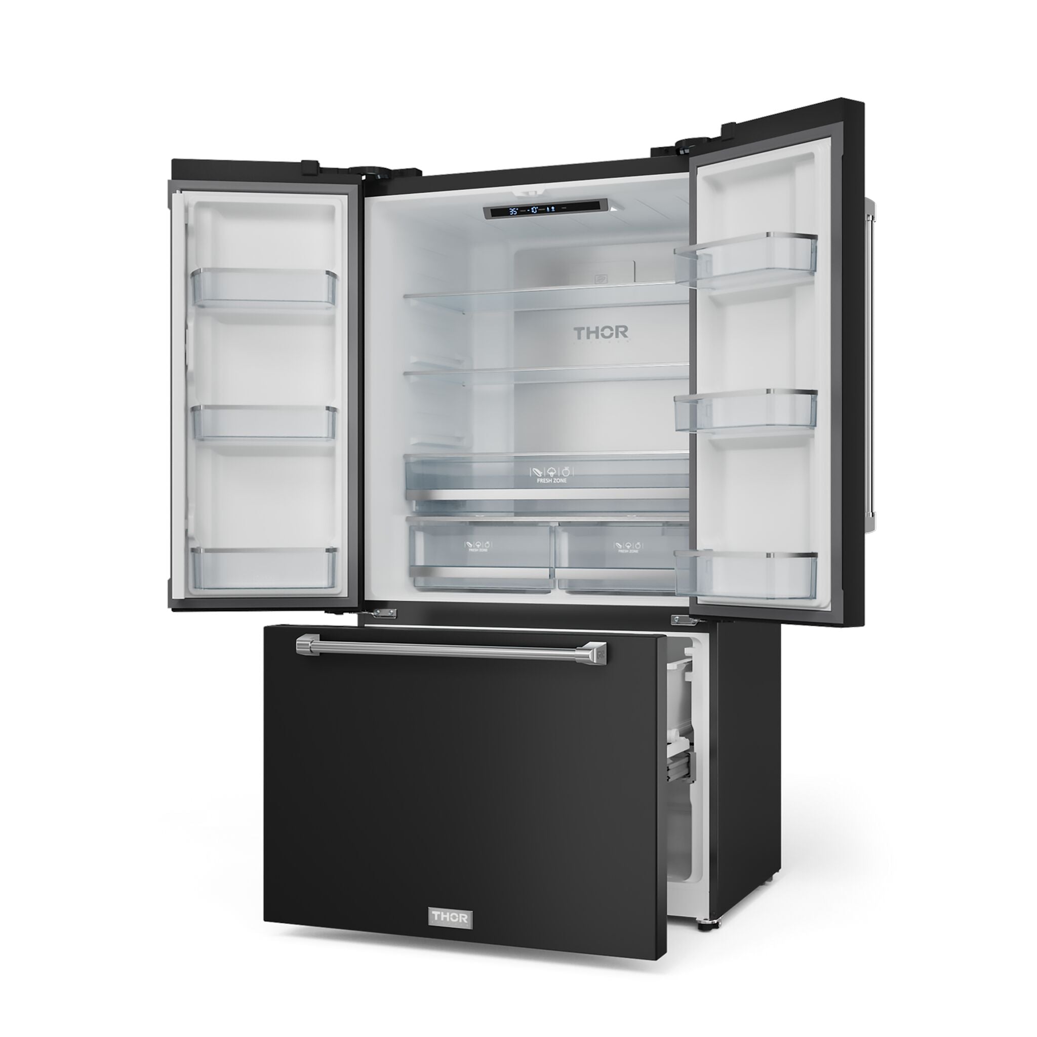 Thor Kitchen - Gordon Ramsay Collection 36" 20.3 Cu. Ft. Matte Black Counter-Depth French Door Refrigerator with Ice Maker - RF3621CTD00-SS