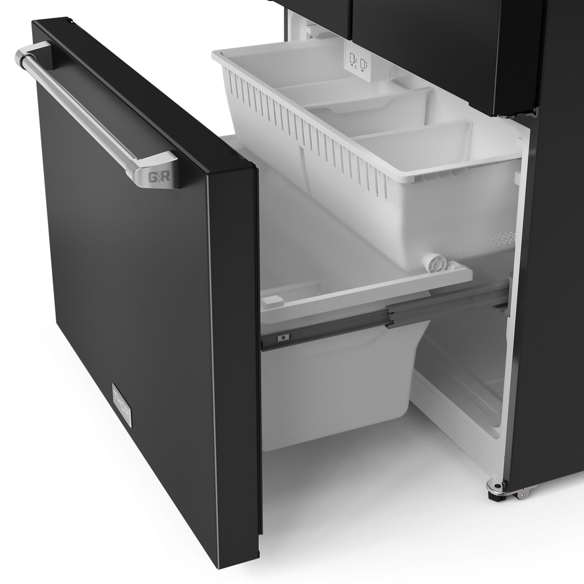 Thor Kitchen - Gordon Ramsay Collection 36" 20.3 Cu. Ft. Matte Black Counter-Depth French Door Refrigerator with Ice Maker - RF3621CTD00-SS