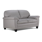Raphael Leather Loveseat - Cloud Grey