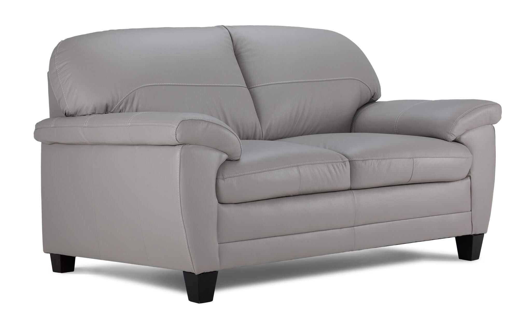 Raphael Leather Loveseat - Cloud Grey