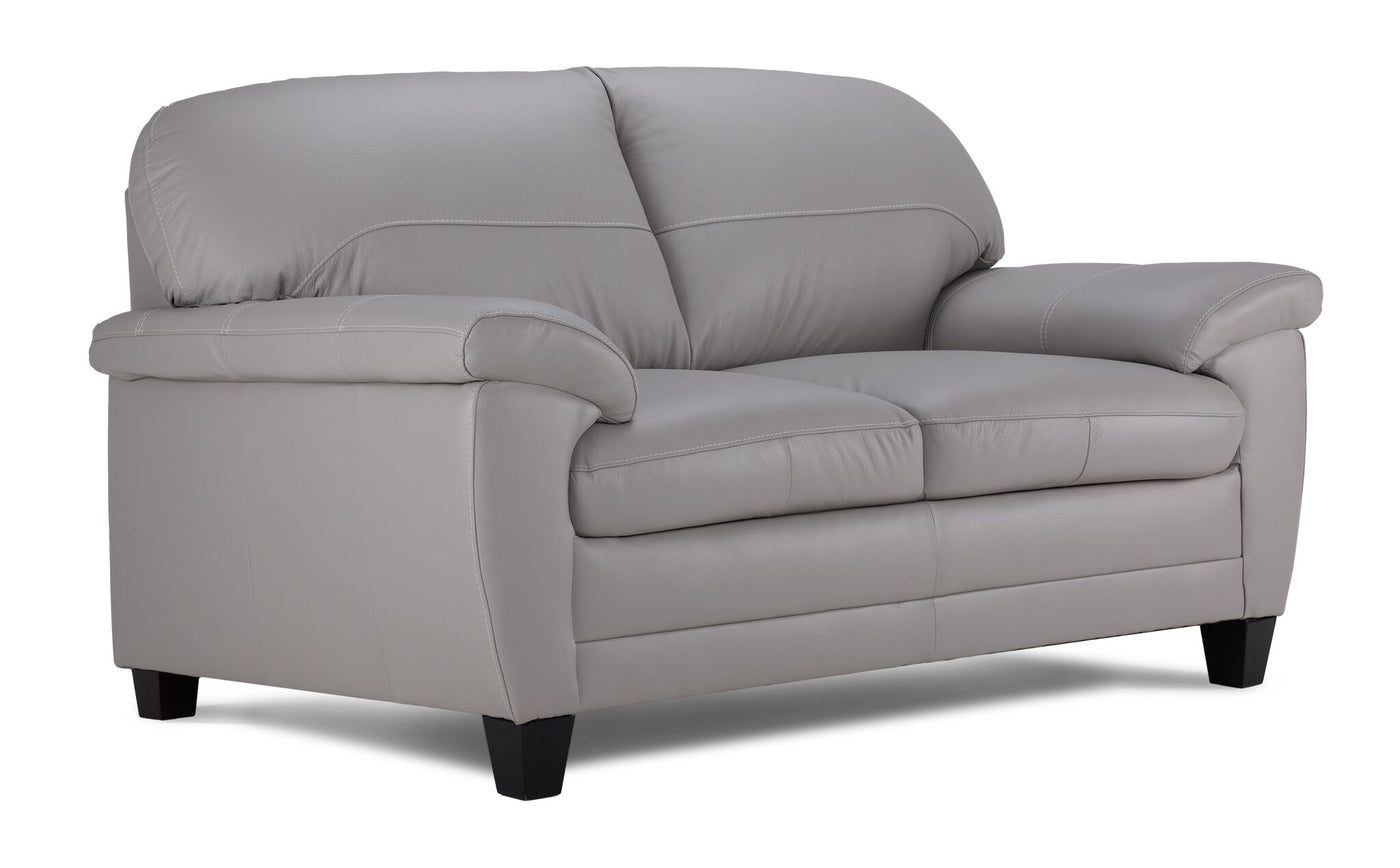 Raphael Leather Sofa, Loveseat and Chair Set - Cloud Grey