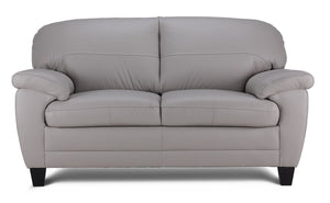 Raphael Leather Loveseat - Cloud Grey