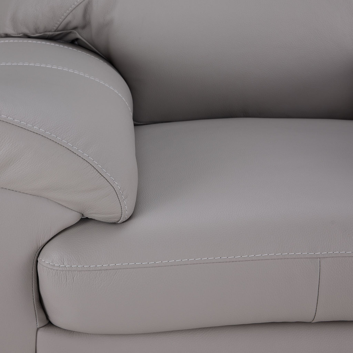 Raphael Leather Loveseat - Cloud Grey