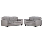 Raphael Leather Sofa and Loveseat Set - Cloud Grey