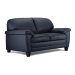 Raphael Leather Sofa, Loveseat and Chair Set - Navy