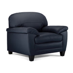 Raphael Leather Sofa and Chair Set -Navy