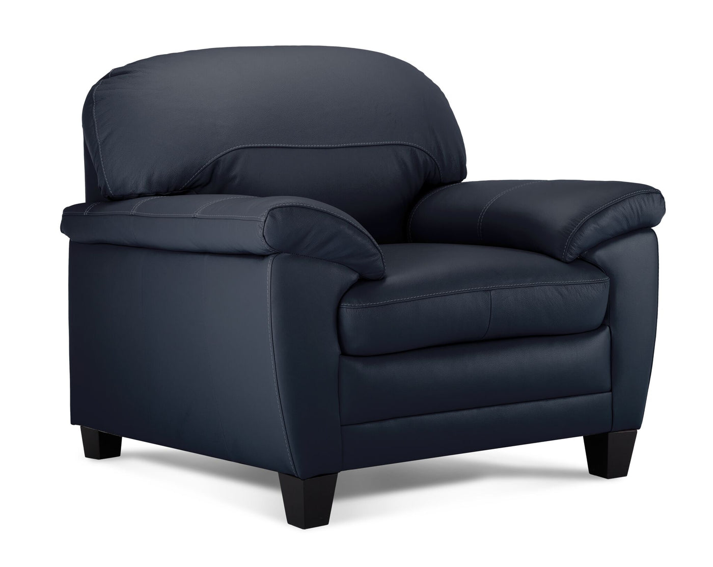 Raphael Leather Sofa and Chair Set -Navy