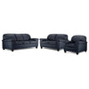 Raphael Leather Sofa, Loveseat and Chair Set - Navy