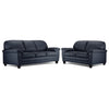 Raphael Leather Sofa and Loveseat Set - Navy