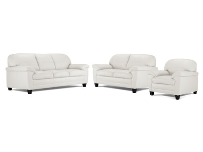 Raphael Leather Sofa, Loveseat and Chair Set - Silver Grey