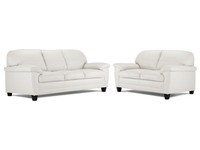 Raphael Leather Sofa and Loveseat Set - Silver Grey