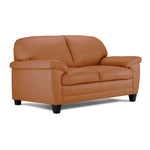 Raphael Leather Sofa, Loveseat and Chair Set- Saddle