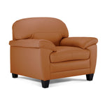 Raphael Leather Sofa, Loveseat and Chair Set- Saddle