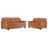 Raphael Leather Sofa and Loveseat Set- Saddle