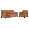 Raphael Leather Sofa and Chair Set - Saddle