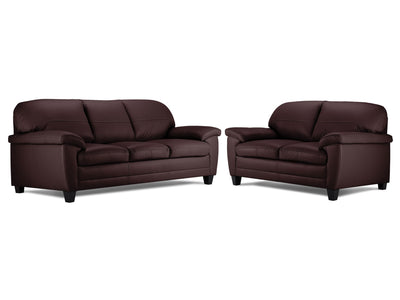 Raphael Leather Sofa and Loveseat Set - Mocha