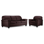 Raphael Leather Sofa and Chair Set - Mocha