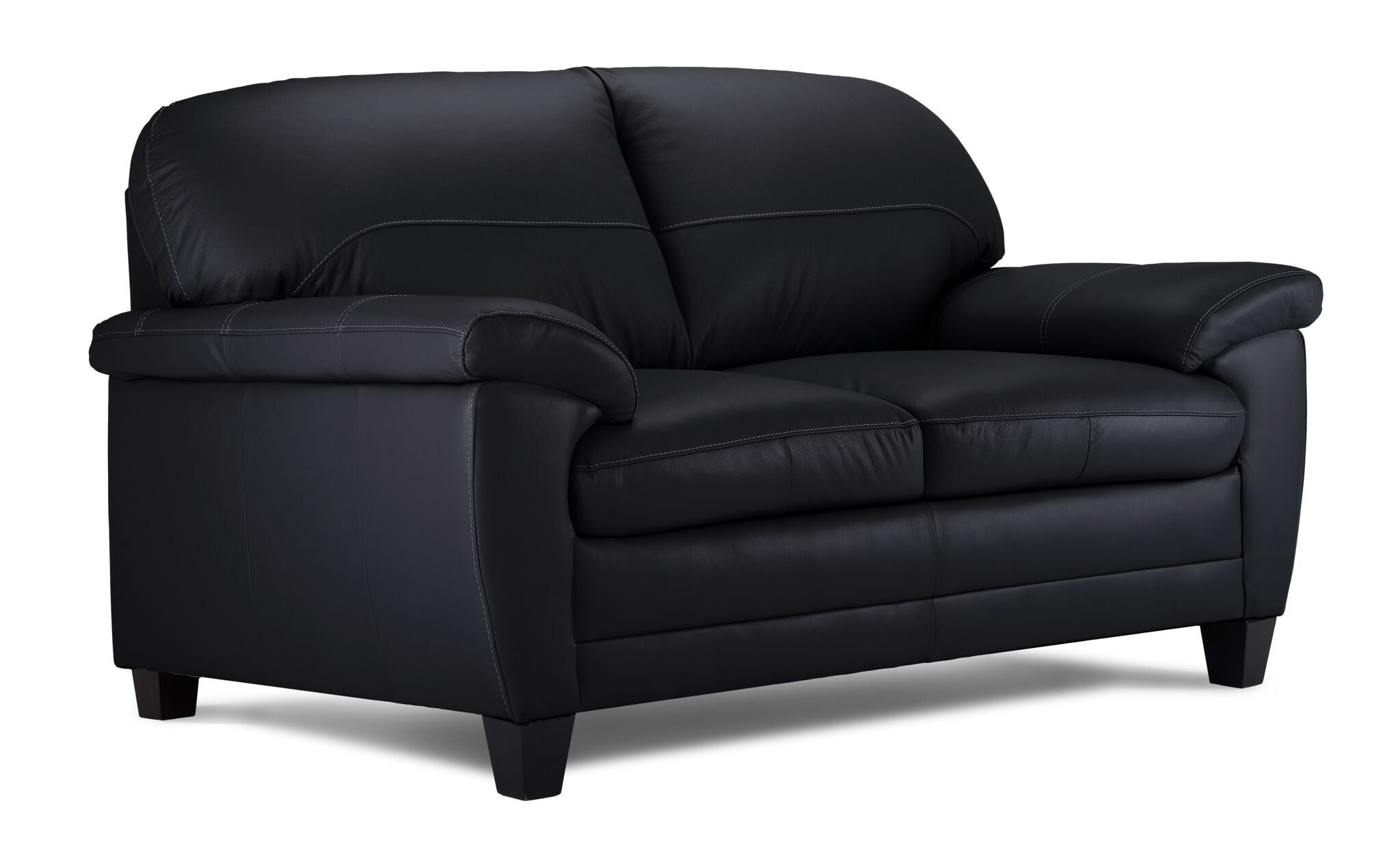 Raphael Leather Sofa, Loveseat and Chair Set - Raven
