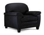 Raphael Leather Sofa and Chair Set- Raven