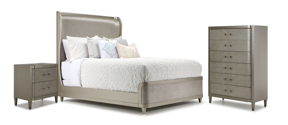 Reece 5-Piece Upholstered Queen Bedroom Package - Silver Grey