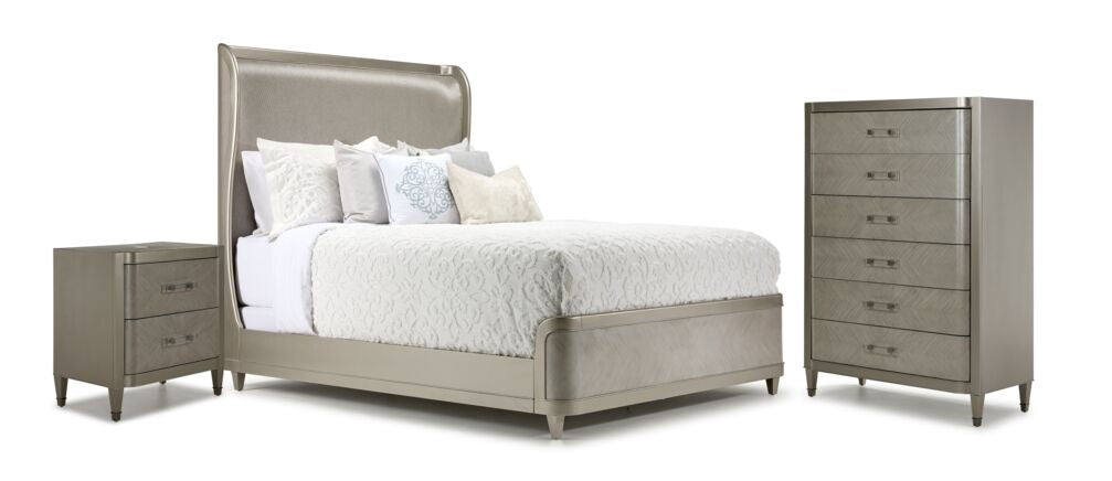 Reece 5-Piece Upholstered King Bedroom Package  - Silver Grey