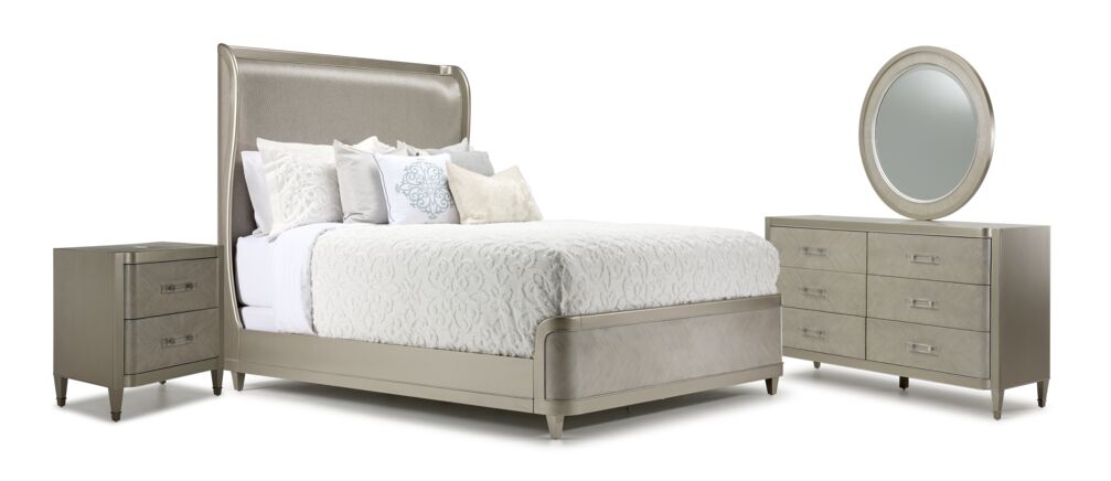 Reece 6-Piece Upholstered Queen Bedroom Package - Silver Grey