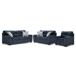 Mackay Sofa, Loveseat and Chair Set - Blue