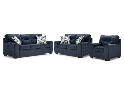 Mackay Sofa, Loveseat and Chair Set - Blue