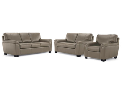 Reynolds Leather Sofa, Loveseat and Chair Set - Grey